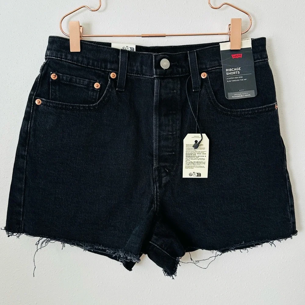 New Levi's Ribcage denim Cutoff Jean Shorts - Picture 8 of 11